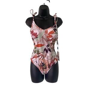 Heat Swimwear Bali Med Multicolor Floral Design One Piece Bra Tie Shoulder Strap